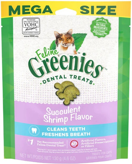 4.6 oz Greenies Feline Natural Dental Treats Succulent Shrimp Flavor