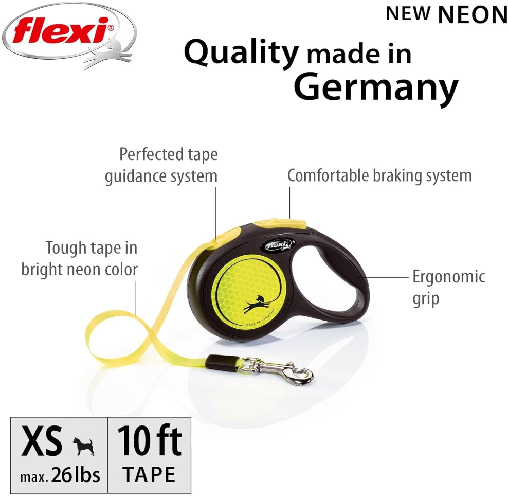 X-Small - 1 count Flexi New Neon Retractable Tape Leash