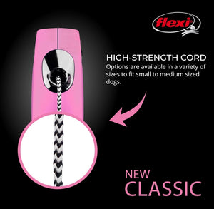 X-Small - 10' long Flexi New Classic Retractable Cord Leash Pink