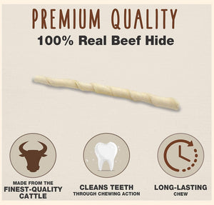 300 count (3 x 100 ct) Cadet Premium Grade Beef Hide Twist Sticks 5 Inch