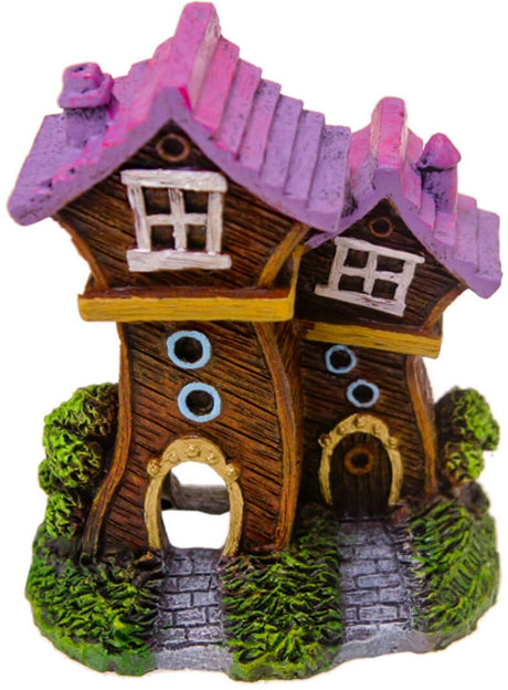 1 count Blue Ribbon Exotic Environments Fun House Purple Roof Village Ornament