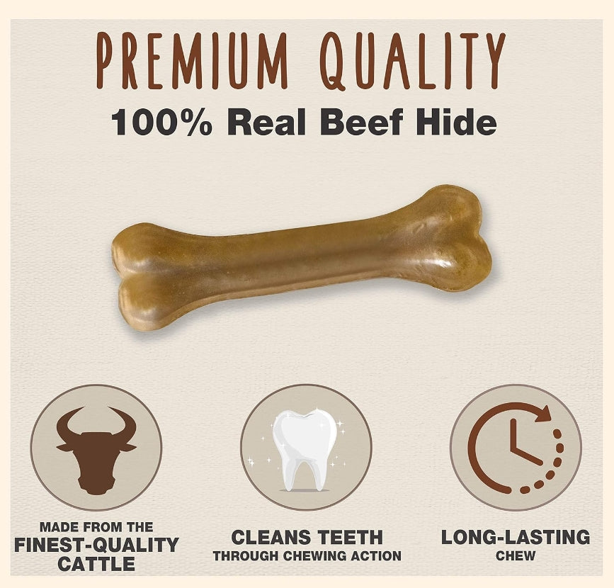 36 count (3 x 12 ct) Cadet Premium Grade Pressed Beef Hide Bone 6.5 Inch