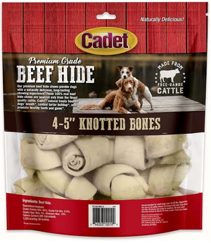 1 lb Cadet Premium Grade Beef Hide Knotted Bones 4 Inch