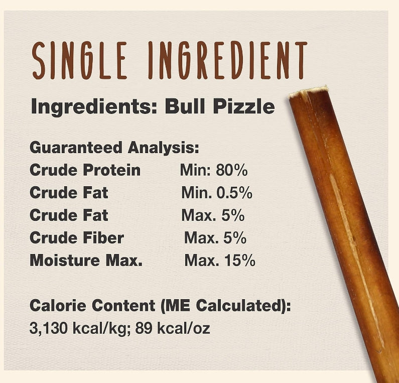 24 oz (2 x 12 oz) Cadet Single Ingredient Bully Sticks for Dogs Small