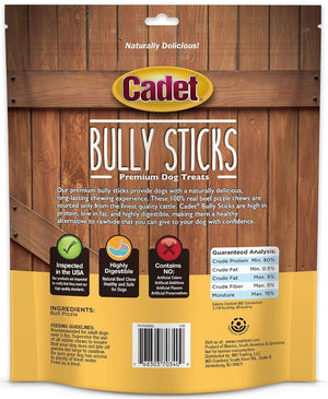2 lbs (2 x 1 lb) Cadet Single Ingredient Bully Sticks for Dogs Small