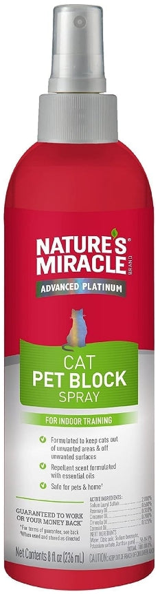 8 oz Natures Miracle Advanced Platinum Cat Block Repellent Spray