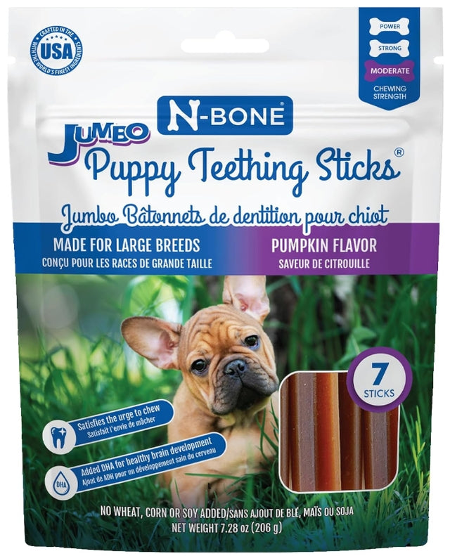 42 count (6 x 7 ct) N-Bone Jumbo Puppy Teething Sticks Pumpkin Flavor