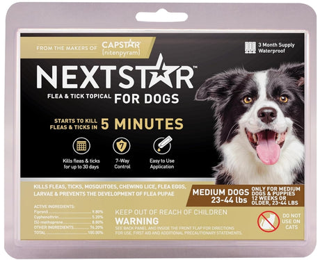 6 count (2 x 3 ct) NextStar Flea and Tick Topical Treatment for Medium Dogs 23-44 Pounds