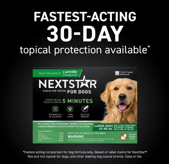 3 count NextStar Flea and Tick Topical Treatment for Large Dogs 45-88 Pounds