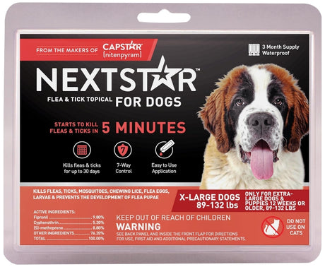 6 count (2 x 3 ct) NextStar Flea and Tick Topical Treatment for X Large Dogs 89-132 Pounds