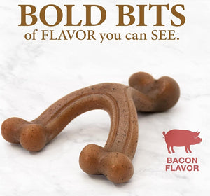 2 count (2 x 1 ct) Nylabone Gourmet Style Wishbone Dog Chew Toy Bacon Flavor Small/Regular