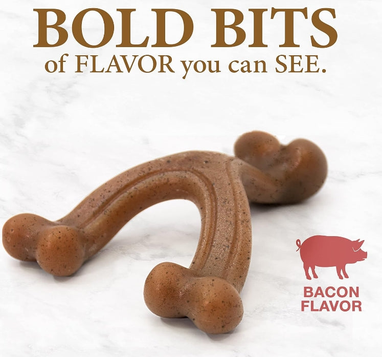 1 count Nylabone Gourmet Style Wishbone Dog Chew Toy Bacon Flavor Small/Regular