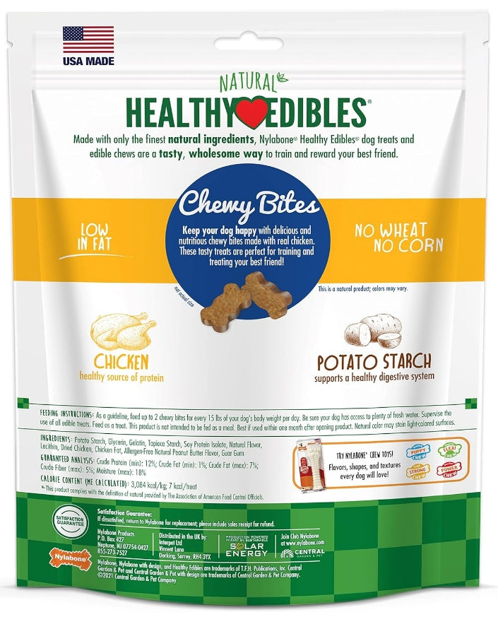 48 oz (4 x 12 oz) Nylabone Natural Healthy Edibles Chicken Chewy Bites Dog Treats
