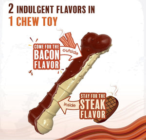 2 count (2 x 1 ct) Nylabone Power Chew Basted Blast Chew Bone Bacon and Steak Flavor Giant
