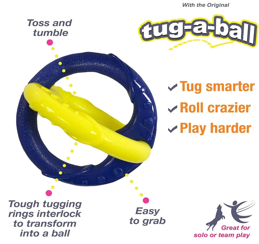 6 count (6 x 1 ct) Nylabone Power Play Tug-a-Ball Dog Toy Large