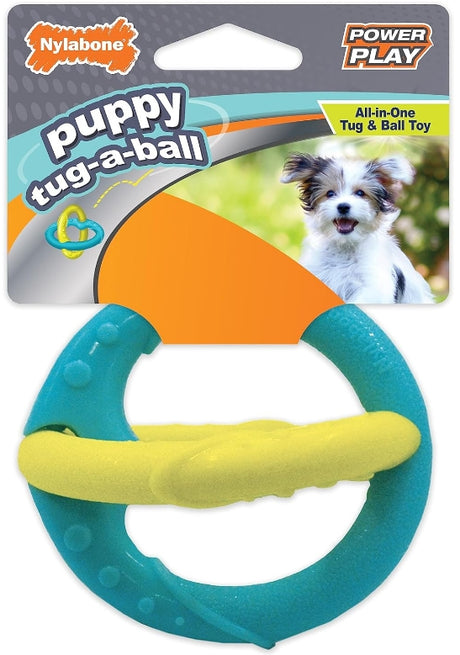 10 count (10 x 1 ct) Nylabone Power Play Tug-a-Ball Puppy Toy