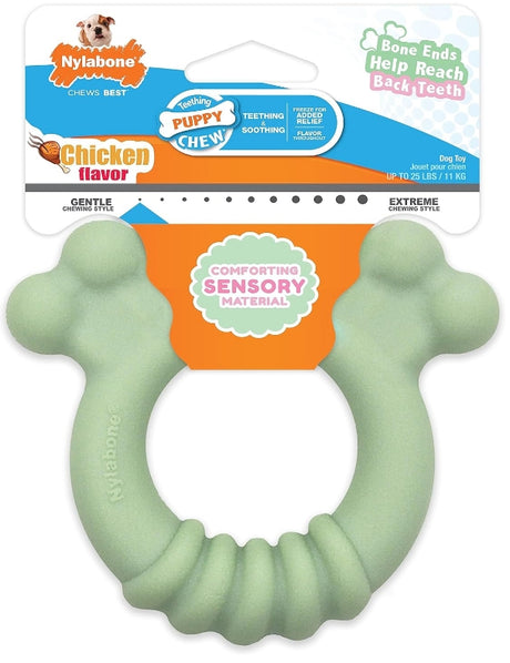 1 count Nylabone Puppy Sensory Material Roll and Chew Ring Chicken Flavor