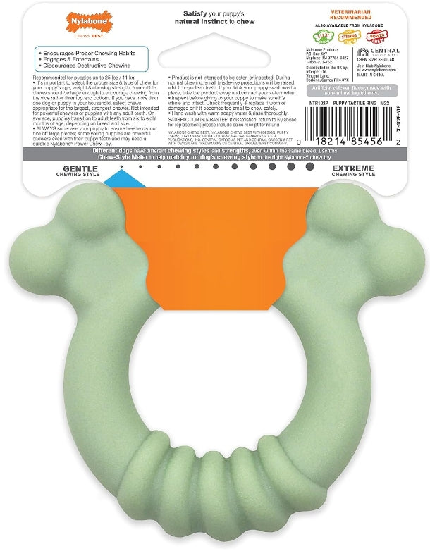 1 count Nylabone Puppy Sensory Material Roll and Chew Ring Chicken Flavor