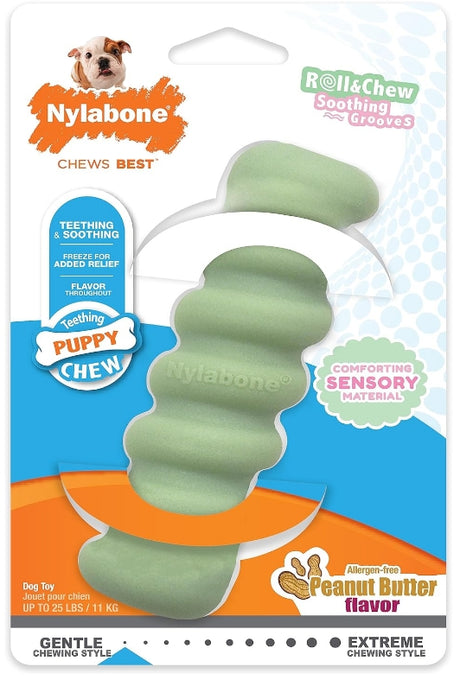 2 count (2 x 1 ct) Nylabone Puppy Sensory Material Roll and Chew Stick Peanut Butter Flavor
