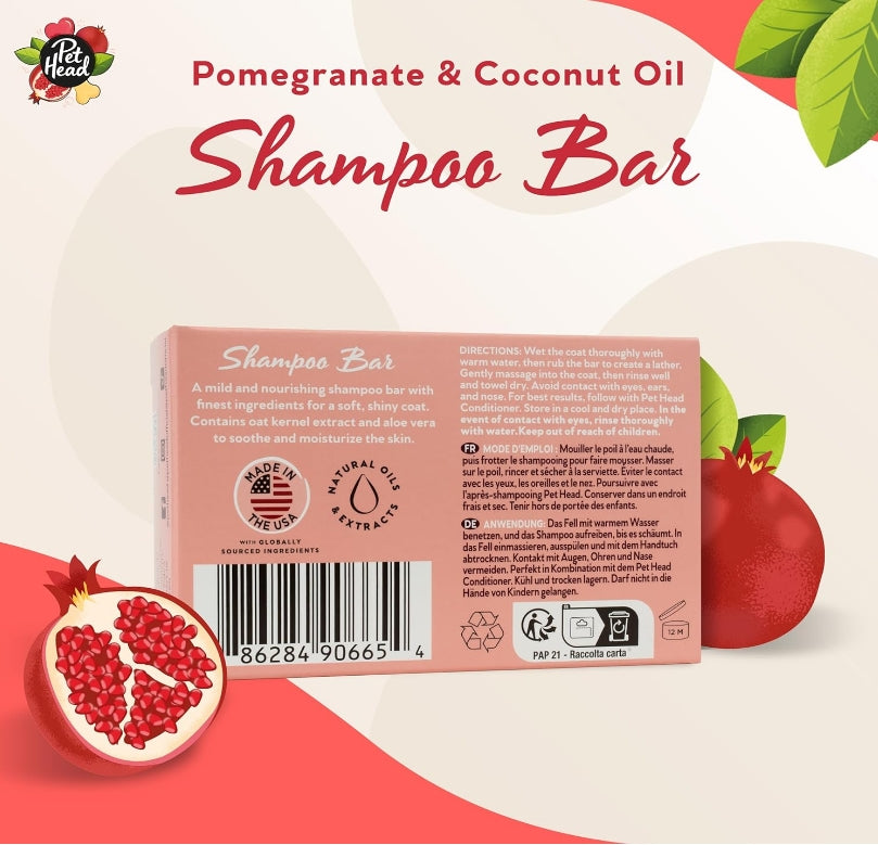3 count (3 x 1 ct) Pet Head Pomegranate Shampoo Bar for Dogs