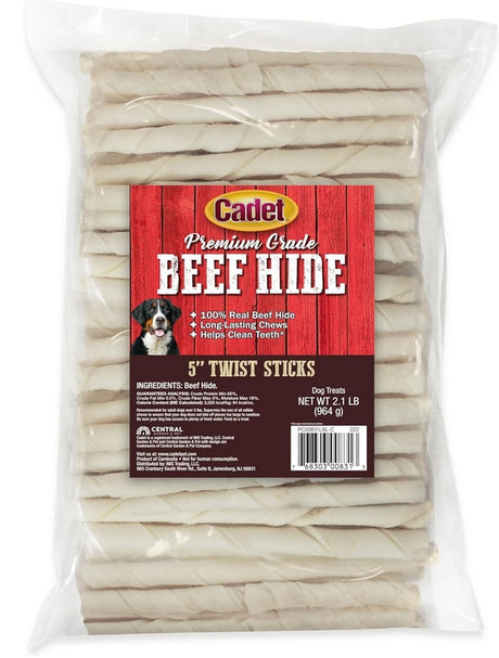 102 oz (3 x 34 oz) Cadet Premium Grade Beef Hide Twist Sticks 5 Inch