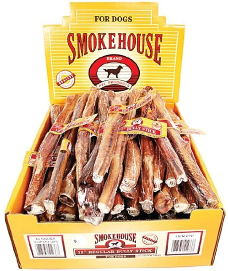 60 count Smokehouse Bully Sticks 12 Inch Dog Treat with Display Box