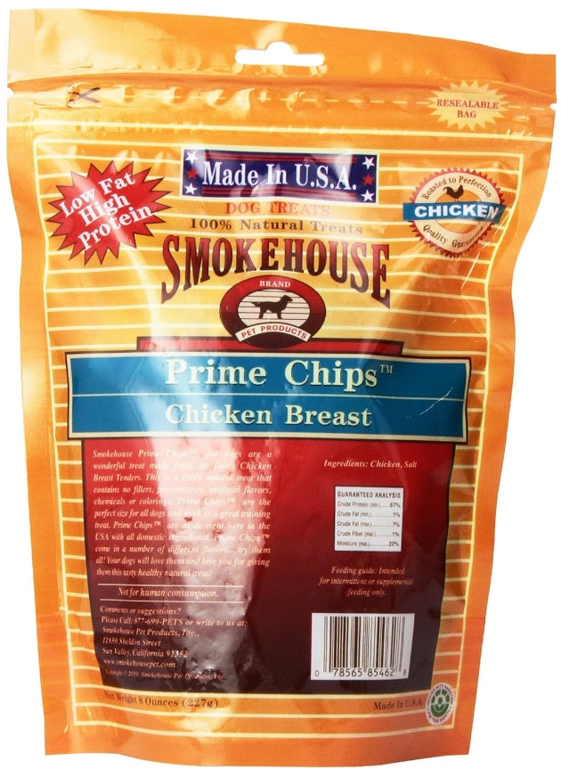 8 oz Smokehouse Prime Chips Chicken Breast Dog Treats Made in the USA