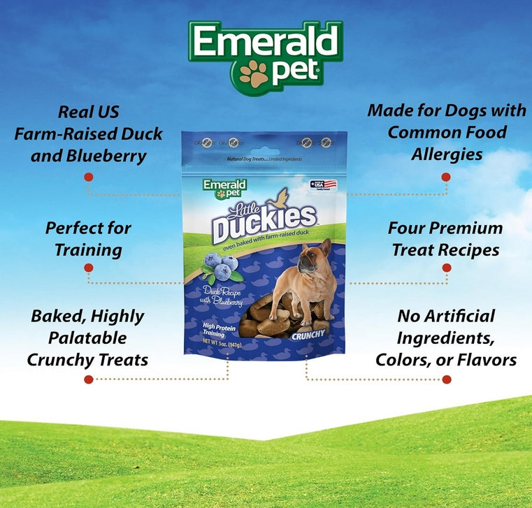 5 oz Emerald Pet Little Duckies Dog Treats with Duck and Blueberry