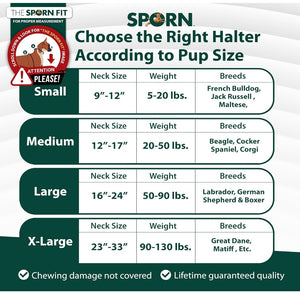 Large - 1 count Sporn Original Training Halter for Dogs Black