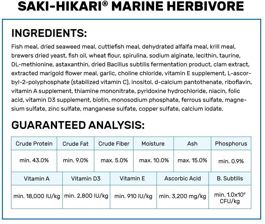 Hikari Saki-Hikari Marine Herbivore Sinking Medium Pellet Food - PetMountain.com