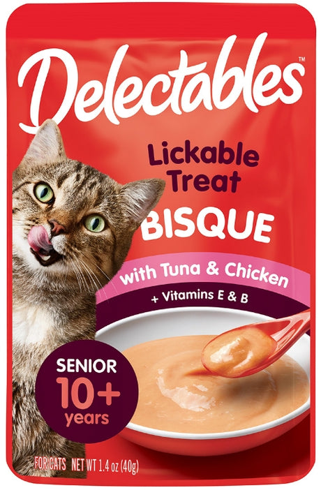16.8 oz (12 x 1.4 oz) Hartz Delectables Bisque Senior Lickable Treat for Cats Tuna and Chicken