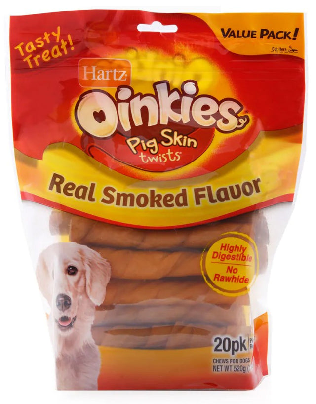 Hartz Oinkies Pig Skin Regular Twists Smoked Flavor - PetMountain.com