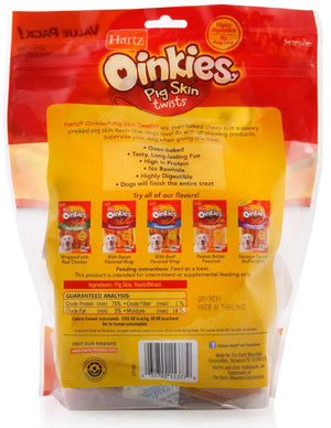60 count (3 x 20 ct) Hartz Oinkies Pig Skin Regular Twists Smoked Flavor