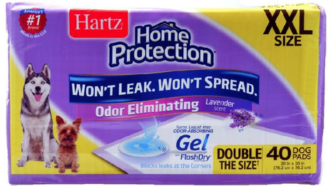 80 count (2 x 40 ct) Hartz Home Protection Lavender Scent Odor Eliminating Dog Pads XX Large