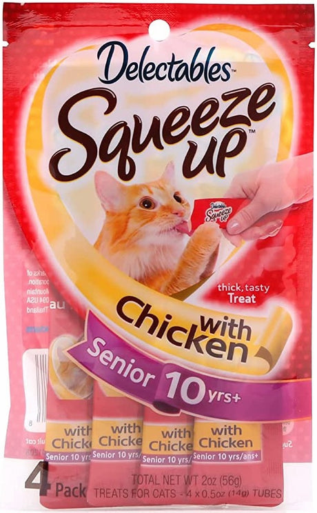 32 count (8 x 4 ct) Hartz Delectables Senior Squeeze Up Lickable Cat Treat Chicken