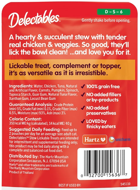 1.4 oz Hartz Delectables Stew Lickable Treat for Cats Chicken and Veggies