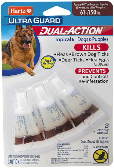 Hartz UltraGuard Dual Action Topical Flea and Tick Prevention for Large Dogs (61 - 150 lbs) - PetMountain.com