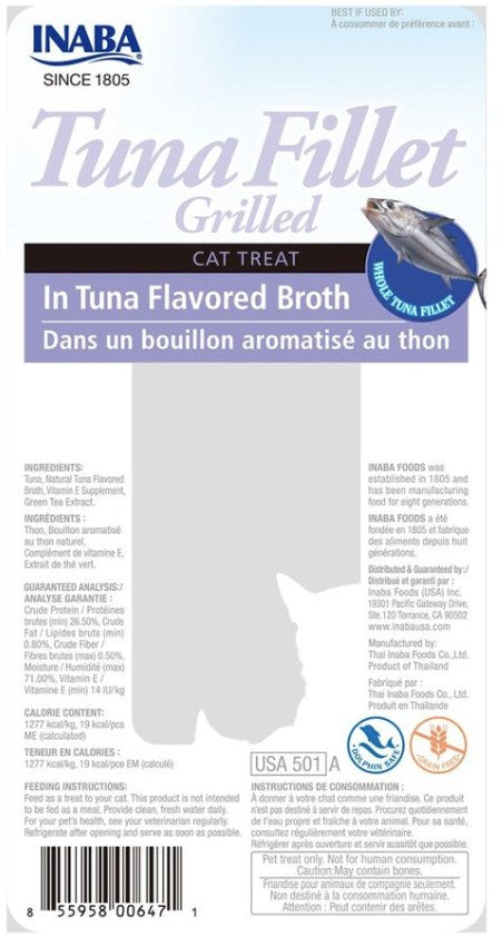 0.52 oz Inaba Tuna Fillet Grilled Cat Treat in Tuna Flavored Broth