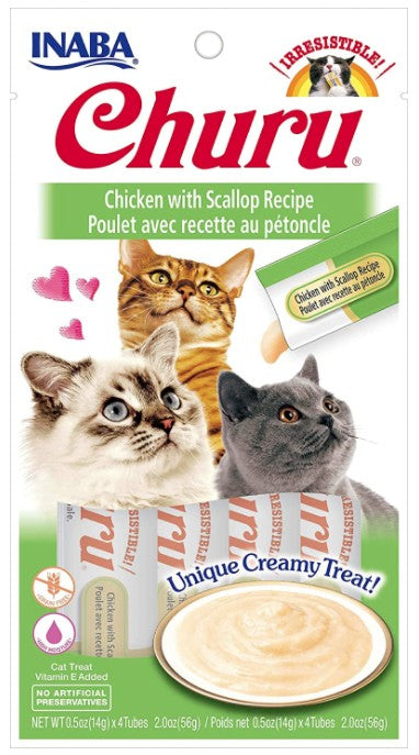 24 count (6 x 4 ct) Inaba Churu Chicken with Scallop Recipe Creamy Cat Treat