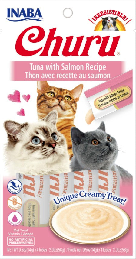24 count (6 x 4 ct) Inaba Churu Tuna with Salmon Recipe Creamy Cat Treat