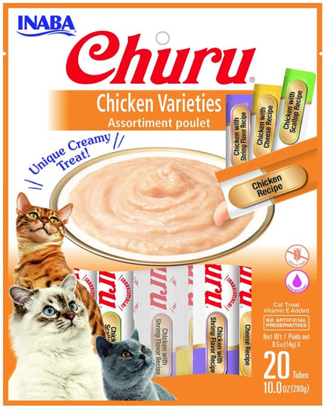 80 count (4 x 20 ct) Inaba Churu Chicken Varieties Creamy Cat Treat