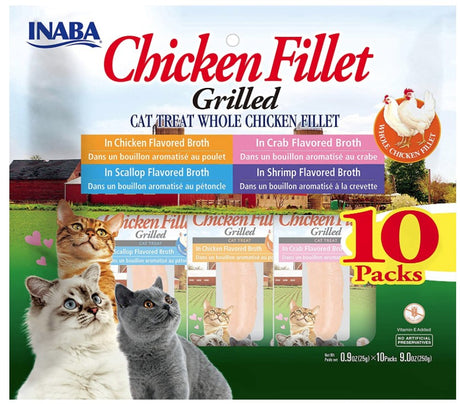 40 count (4 x 10 ct) Inaba Chicken Fillet Cat Treat Whole Chicken Fillet Variety Pack