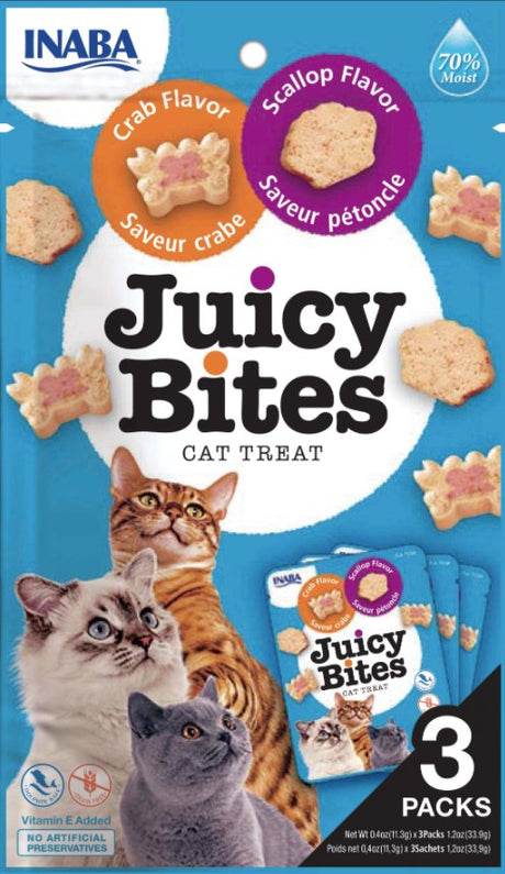 18 count (6 x 3 ct) Inaba Juicy Bites Cat Treat Scallop and Crab Flavor