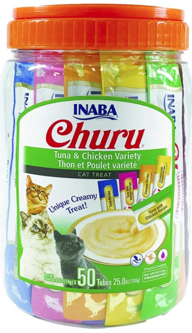 100 count (2 x 50 ct) Inaba Churu Tuna and Chicken Variety Creamy Cat Treat