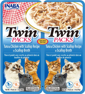 Inaba Twin Packs Tuna and Chicken with Scallop Recipe in Scallop Broth Side Dish for Cats - PetMountain.com