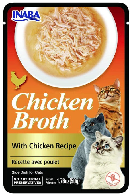 21.12 oz (12 x 1.76 oz) Inaba Chicken Broth with Chicken Recipe Side Dish for Cats