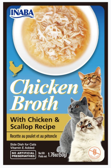1.76 oz Inaba Chicken Broth with Chicken and Scallop Recipe Side Dish for Cats