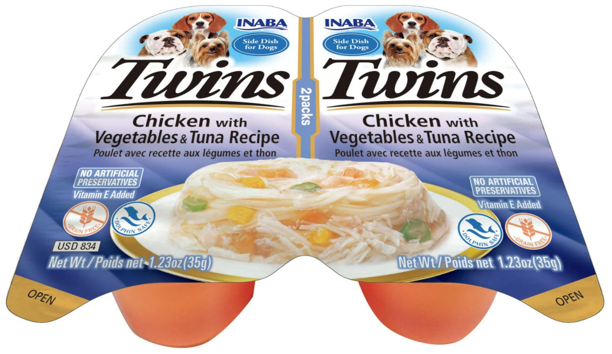 2 count Inaba Twins Chicken with Vegetables and Tuna Recipe Side Dish for Dogs