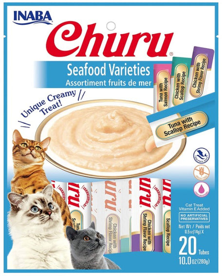 20 count Inaba Churu Seafood Varieties Creamy Cat Treat
