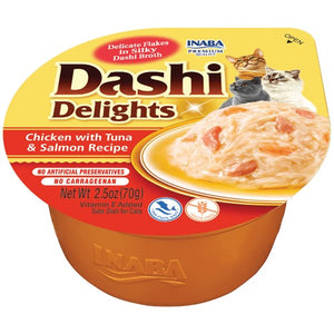 Inaba Dashi Delights Chicken with Tuna & Salmon Flavored Bits in Broth Cat Food Topping - PetMountain.com